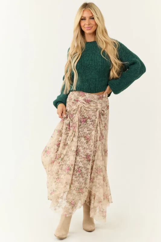 Desert Sand Lace Handkerchief Hem Maxi Skirt made by Promesa