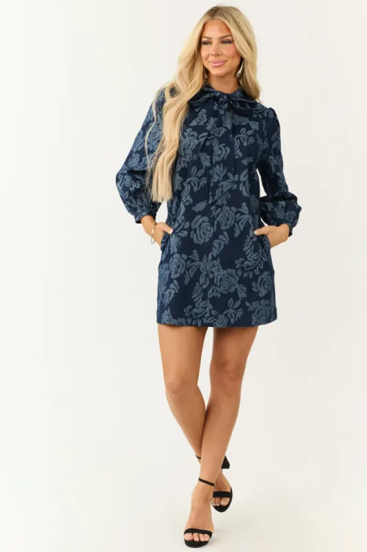 Flying Tomato Floral Dark Wash Denim Mini Dress sold by Lime Lush