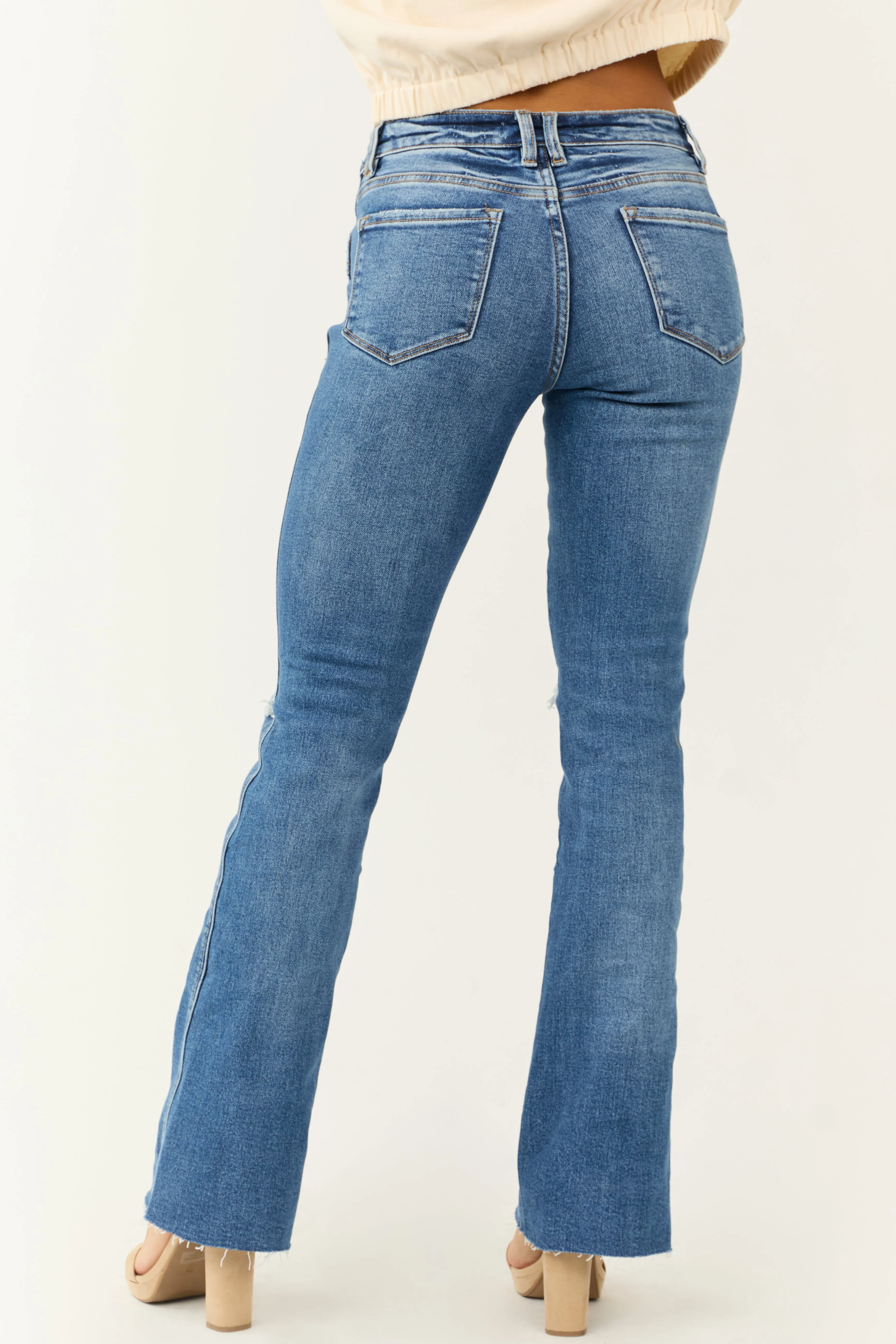 Flying Monkey Medium Wash Raw Hem Bootcut Jeans sold by Lime Lush product image thumbnail 4