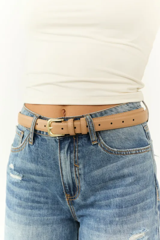 Nude Real Leather Basic Buckle Belt sold by Lime Lush