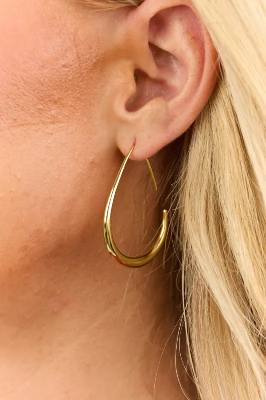 Gold Polished Slim Teardrop Hoop Earrings sold by Lime Lush