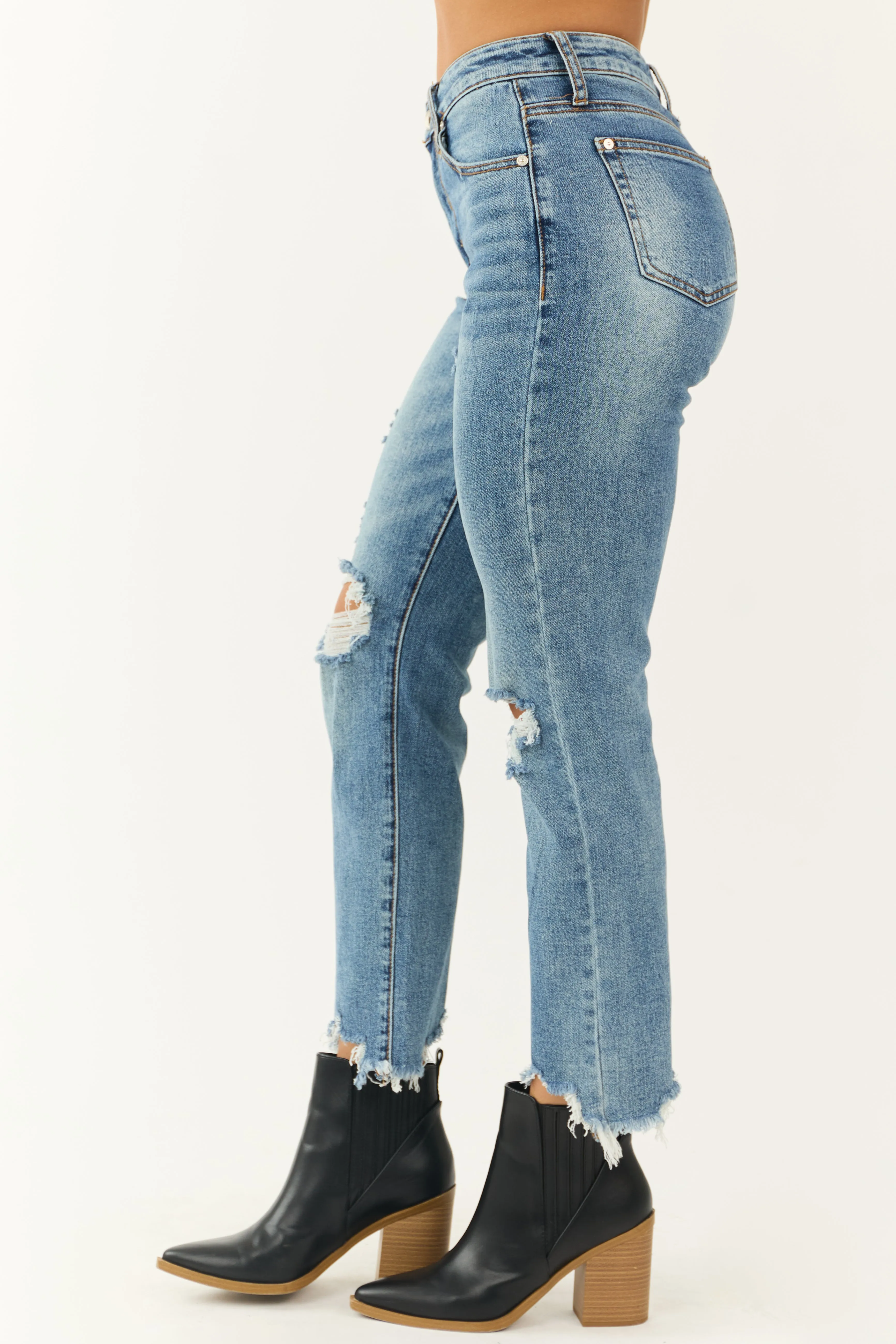 Special A Medium Wash Straight Leg Tummy Control Jeans sold by Lime Lush product image thumbnail 3