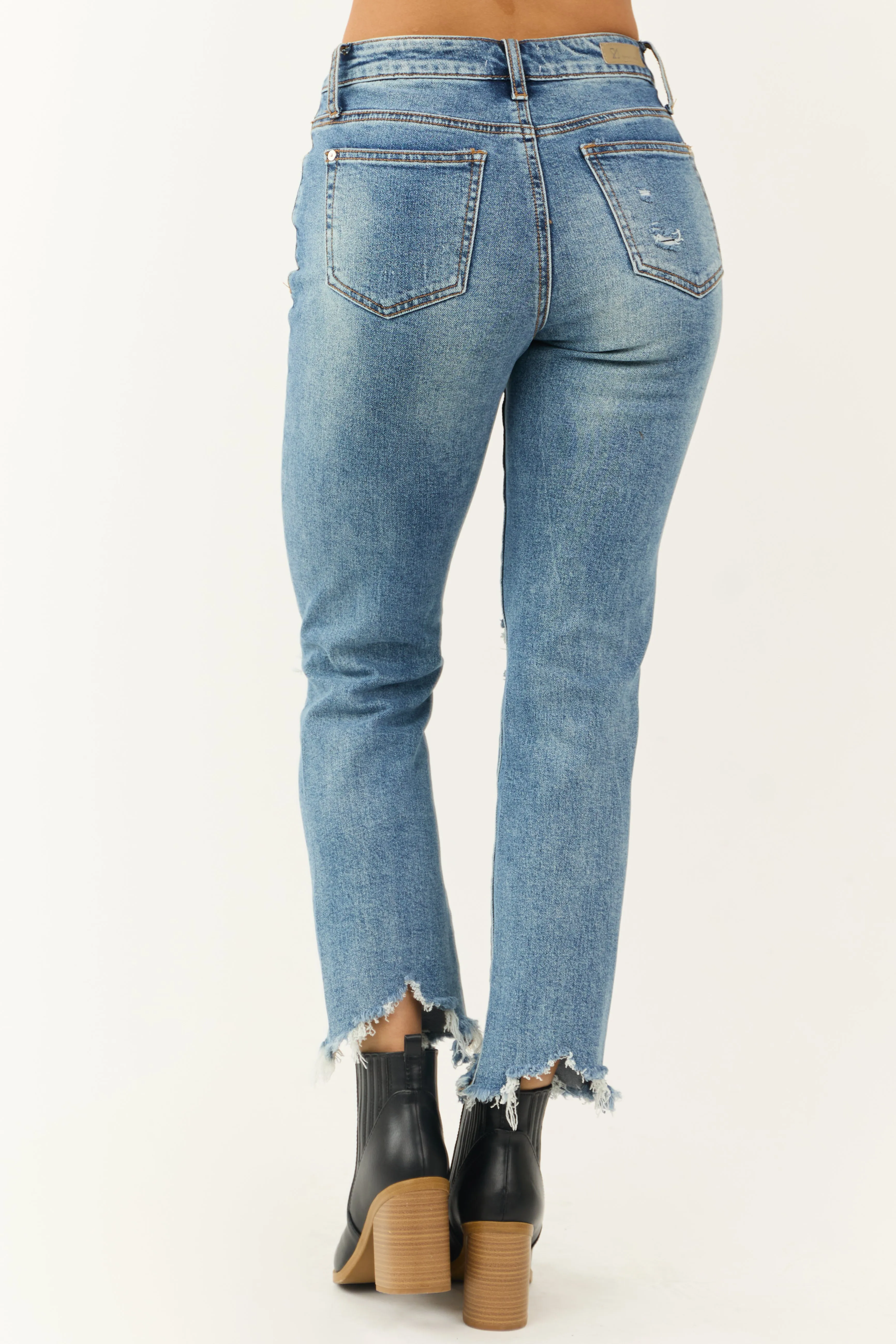 Special A Medium Wash Straight Leg Tummy Control Jeans sold by Lime Lush product image thumbnail 4