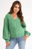 Kelly Green Cable Knit Button Up Cardigan sold by Lime Lush
