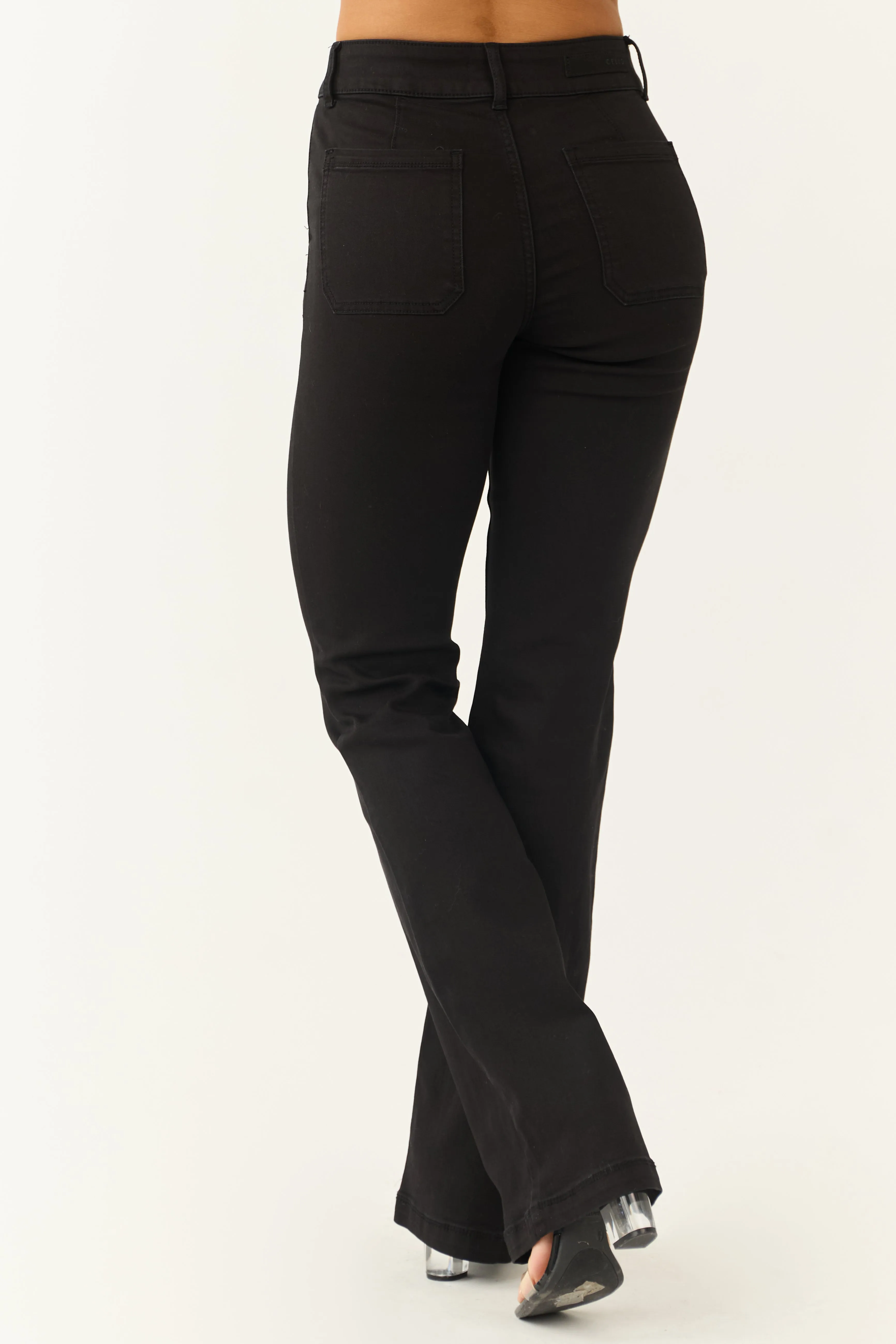 Cello Black High Rise Two Button Slim Flare Jeans sold by Lime Lush product image thumbnail 4