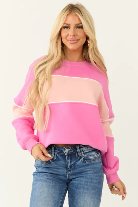 Bubblegum and Tea Rose Colorblock Sweatshirt sold by Lime Lush