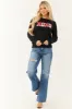 Black 'XOXO' Glitter Patch Long Sleeve Sweater sold by Lime Lush