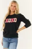 Black 'XOXO' Glitter Patch Long Sleeve Sweater sold by Lime Lush