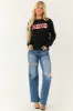 Black 'XOXO' Glitter Patch Long Sleeve Sweater sold by Lime Lush