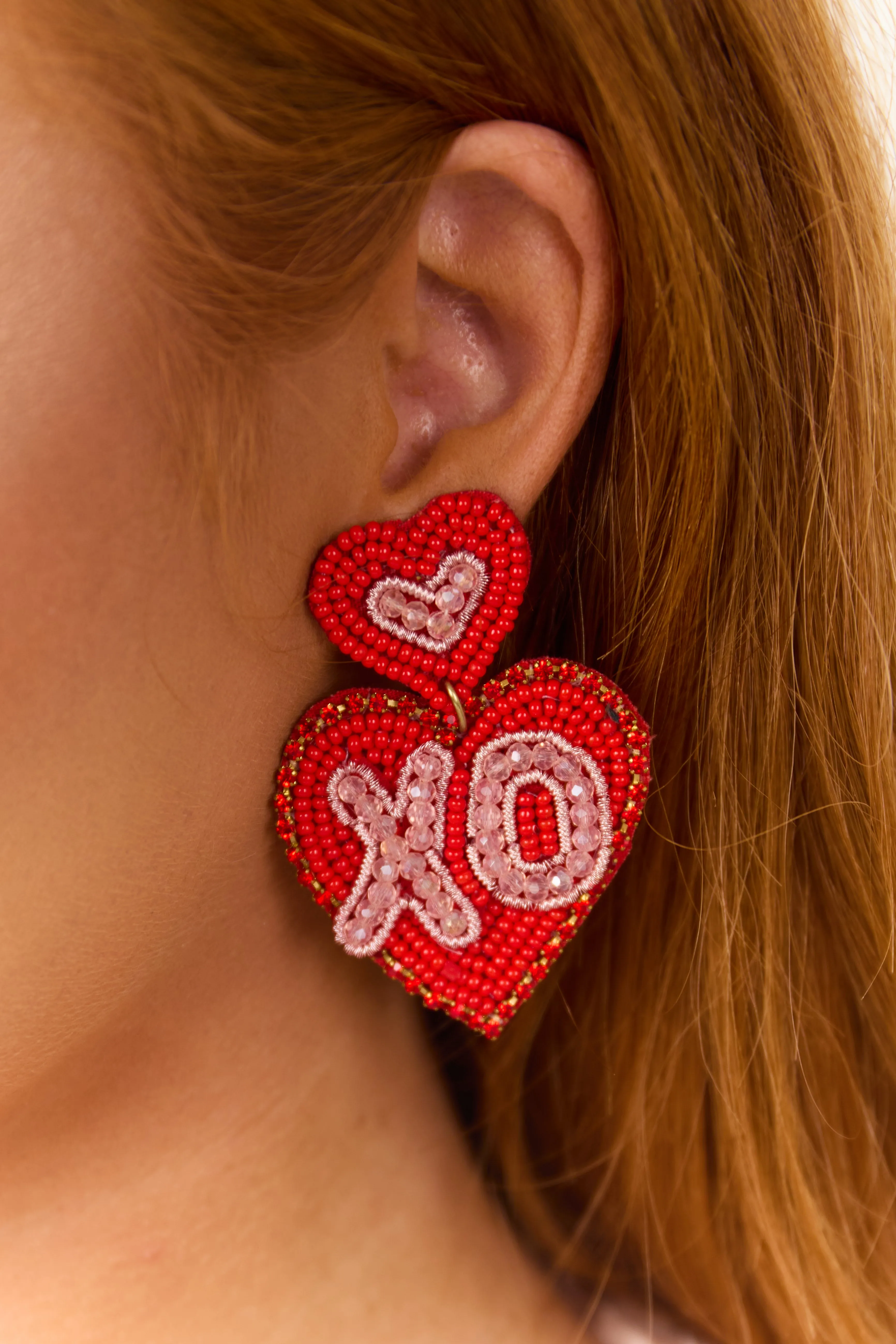 Lipstick XO Heart Dangle Earrings sold by Lime Lush