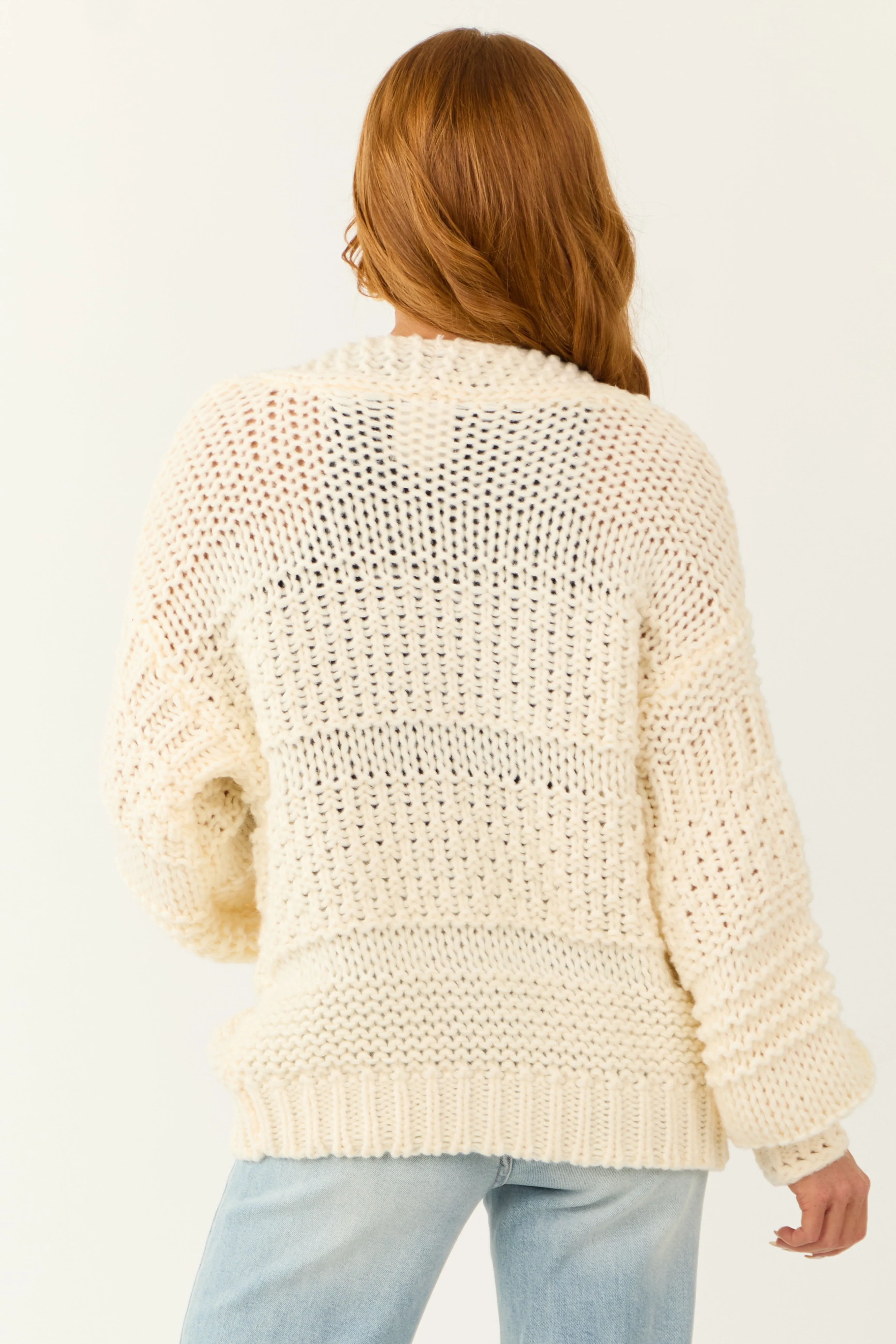 Cream Oversized Open Front Long Sleeve Cardigan sold by Lime Lush product image thumbnail 5