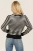 Black and Ivory Striped Bow Detail Cardigan sold by Lime Lush