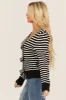 Black and Ivory Striped Bow Detail Cardigan sold by Lime Lush