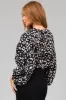 Black Leopard Print V Neck 3/4 Sleeve Blouse sold by Lime Lush