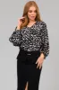 Black Leopard Print V Neck 3/4 Sleeve Blouse sold by Lime Lush