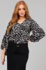 Black Leopard Print V Neck 3/4 Sleeve Blouse sold by Lime Lush