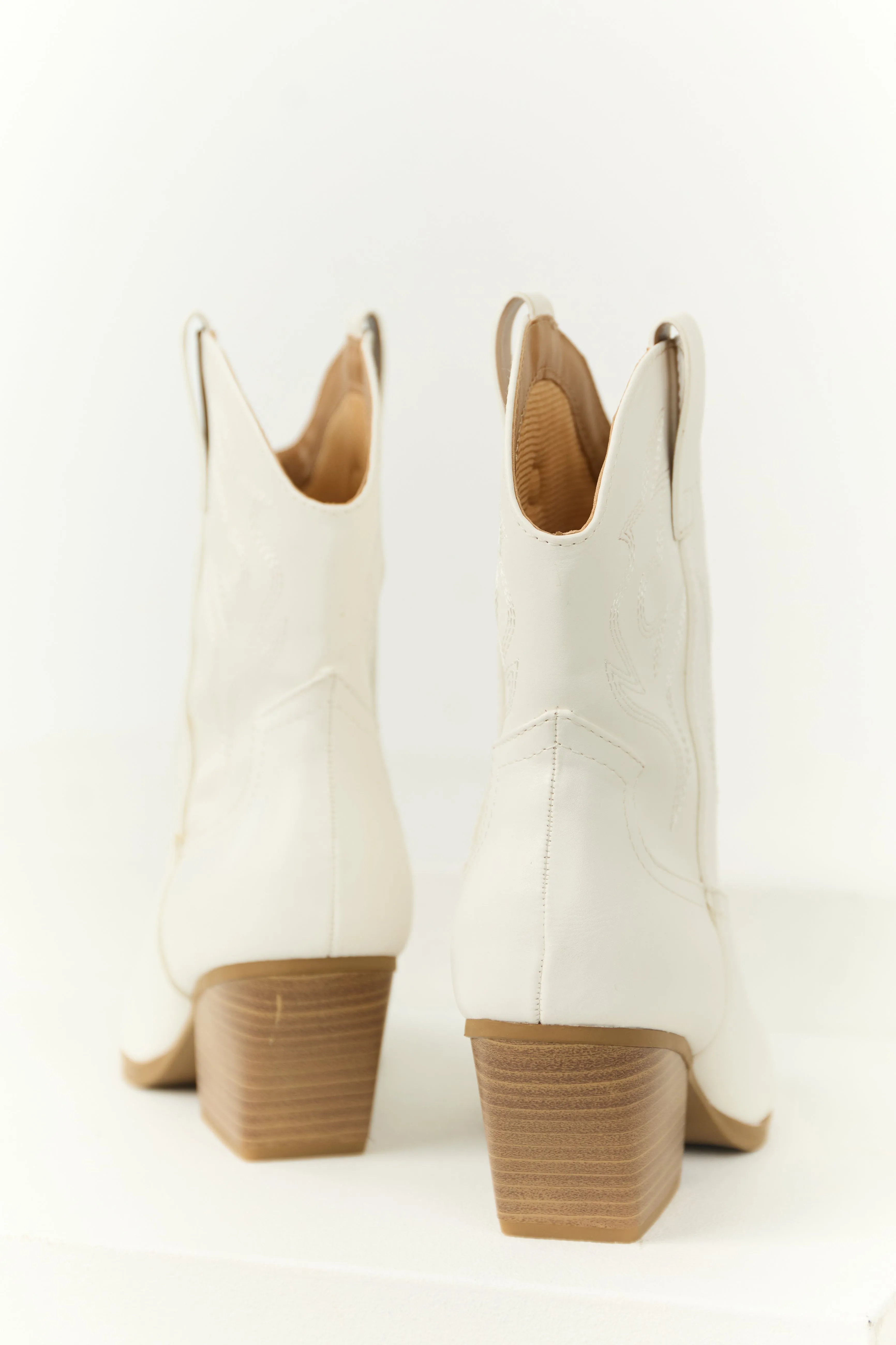 White Western Stitching Detail Ankle Booties sold by Lime Lush product image thumbnail 3