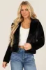 Black Faux Fur Lapel Collar Open Front Jacket sold by Lime Lush