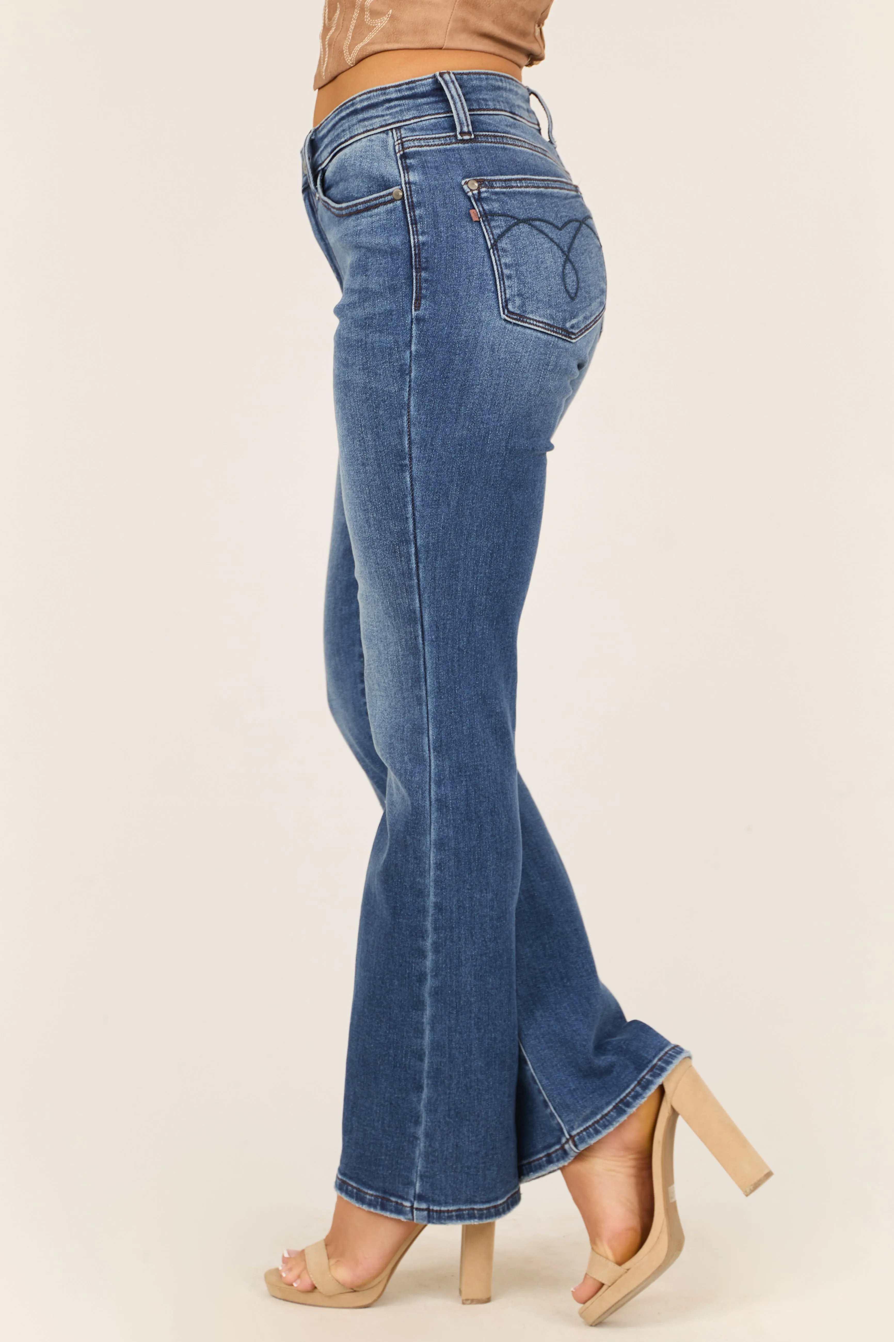 Judy Blue Dark Wash Thermal Lined Bootcut Jeans sold by Lime Lush product image thumbnail 3