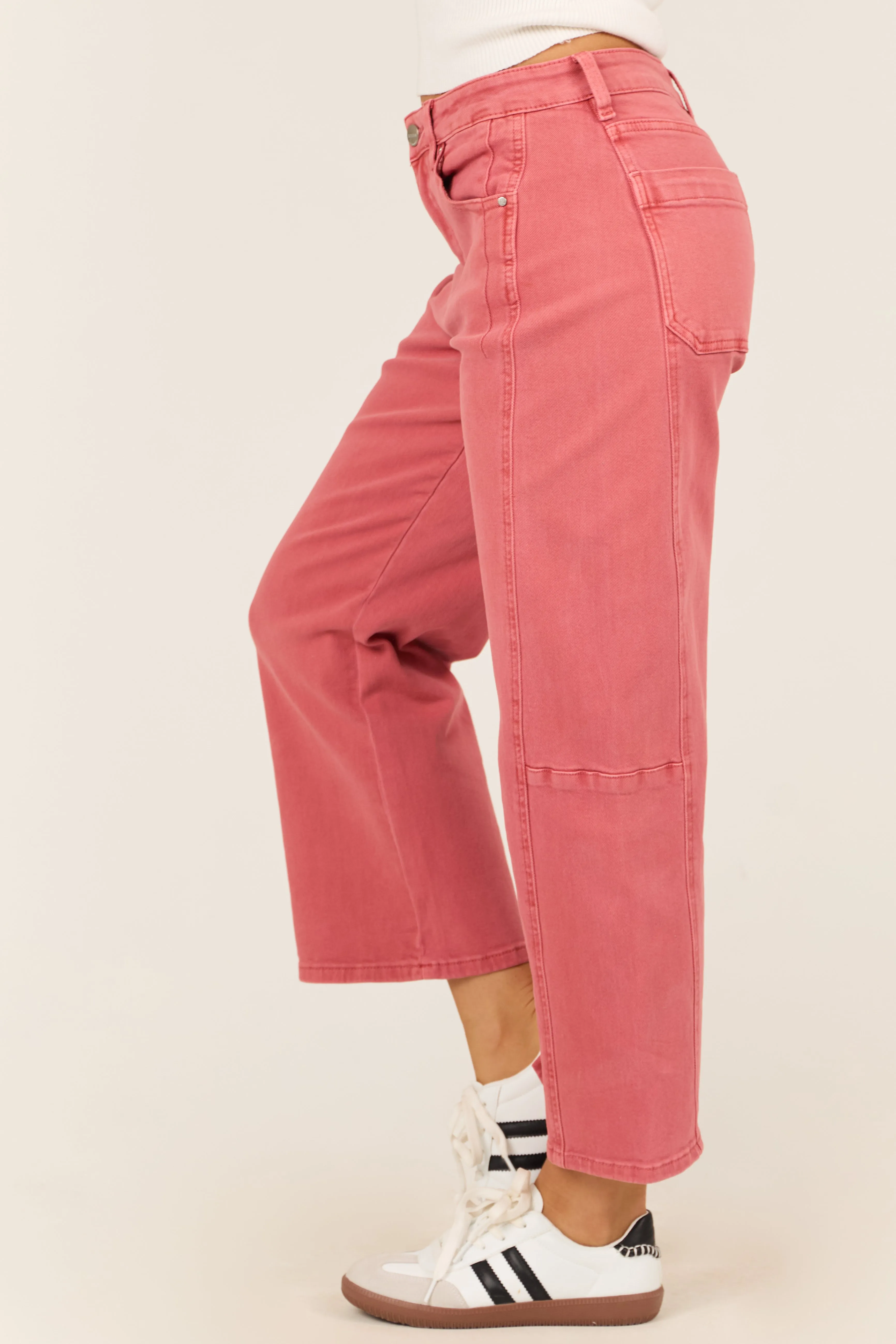 Risen Watermelon Wide Leg High Rise Cropped Jeans sold by Lime Lush product image thumbnail 3
