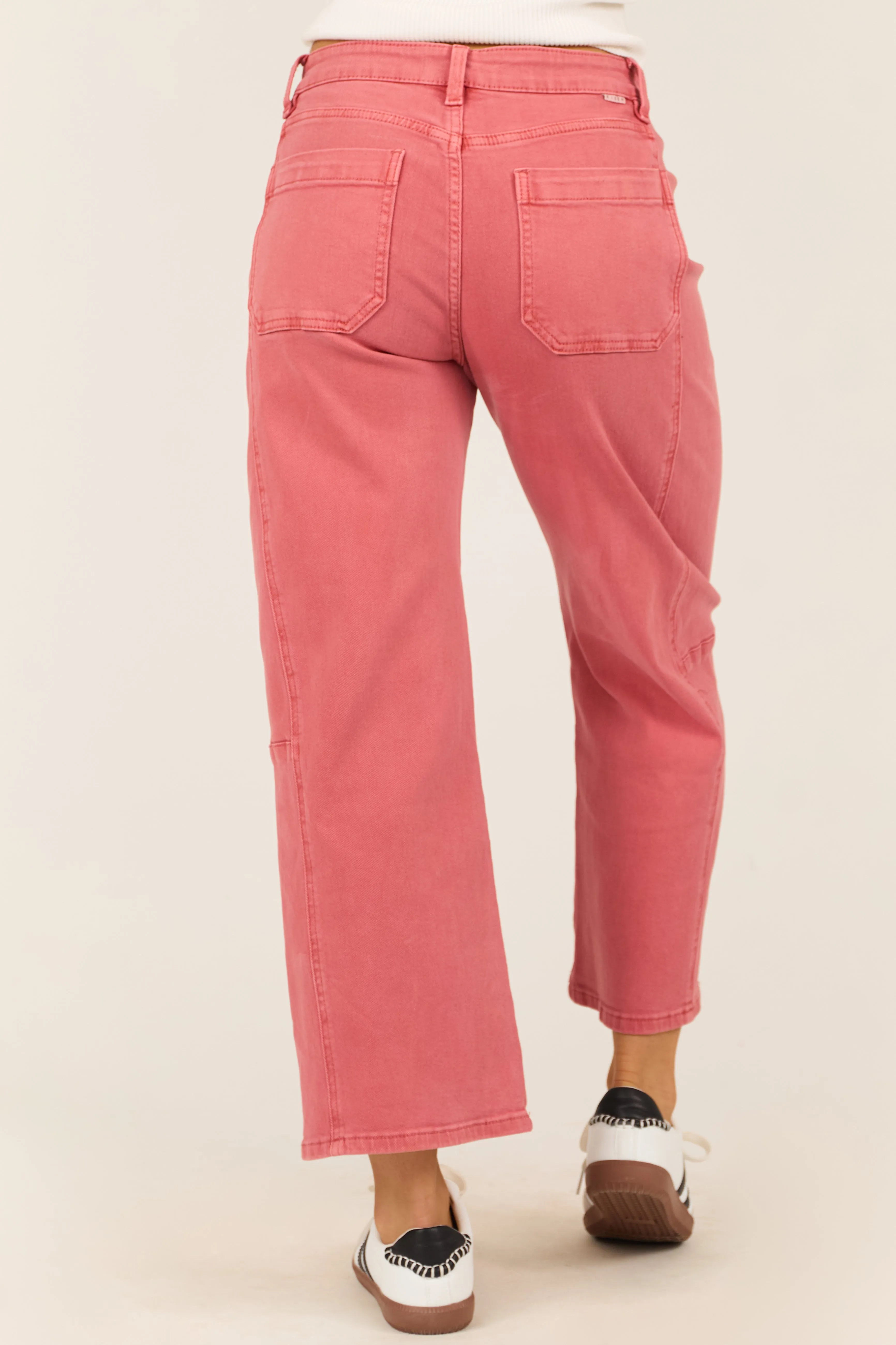 Risen Watermelon Wide Leg High Rise Cropped Jeans sold by Lime Lush product image thumbnail 4