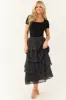 Charcoal Lace Ruffle Tiered Maxi Skirt sold by Lime Lush