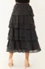 Charcoal Lace Ruffle Tiered Maxi Skirt sold by Lime Lush