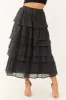 Charcoal Lace Ruffle Tiered Maxi Skirt sold by Lime Lush