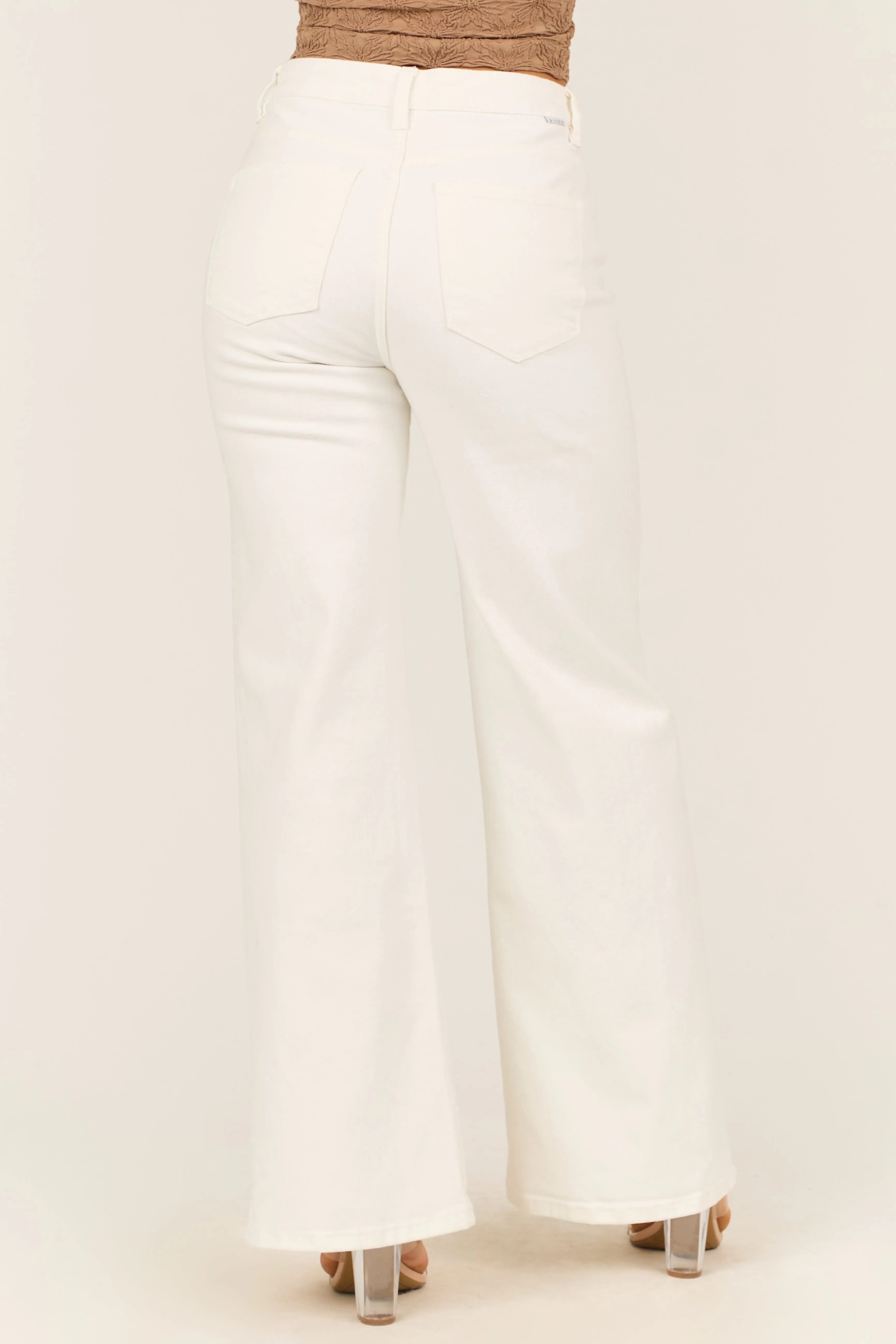 Risen White Tummy Control Wide Leg High Rise Jeans sold by Lime Lush product image thumbnail 4