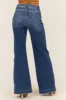 Risen Dark Wash Front Patch Pocket Wide Leg Jeans sold by Lime Lush