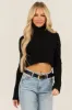 Black Cropped Cable Knit Turtleneck Sweater sold by Lime Lush