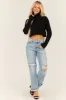 Black Cropped Cable Knit Turtleneck Sweater sold by Lime Lush