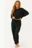 Black Long Sleeve Round Neck Jogger Set sold by Lime Lush