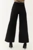 Black High Rise Wide Leg Ankle Length Pants sold by Lime Lush