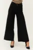 Black High Rise Wide Leg Ankle Length Pants sold by Lime Lush