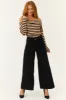 Black High Rise Wide Leg Ankle Length Pants sold by Lime Lush