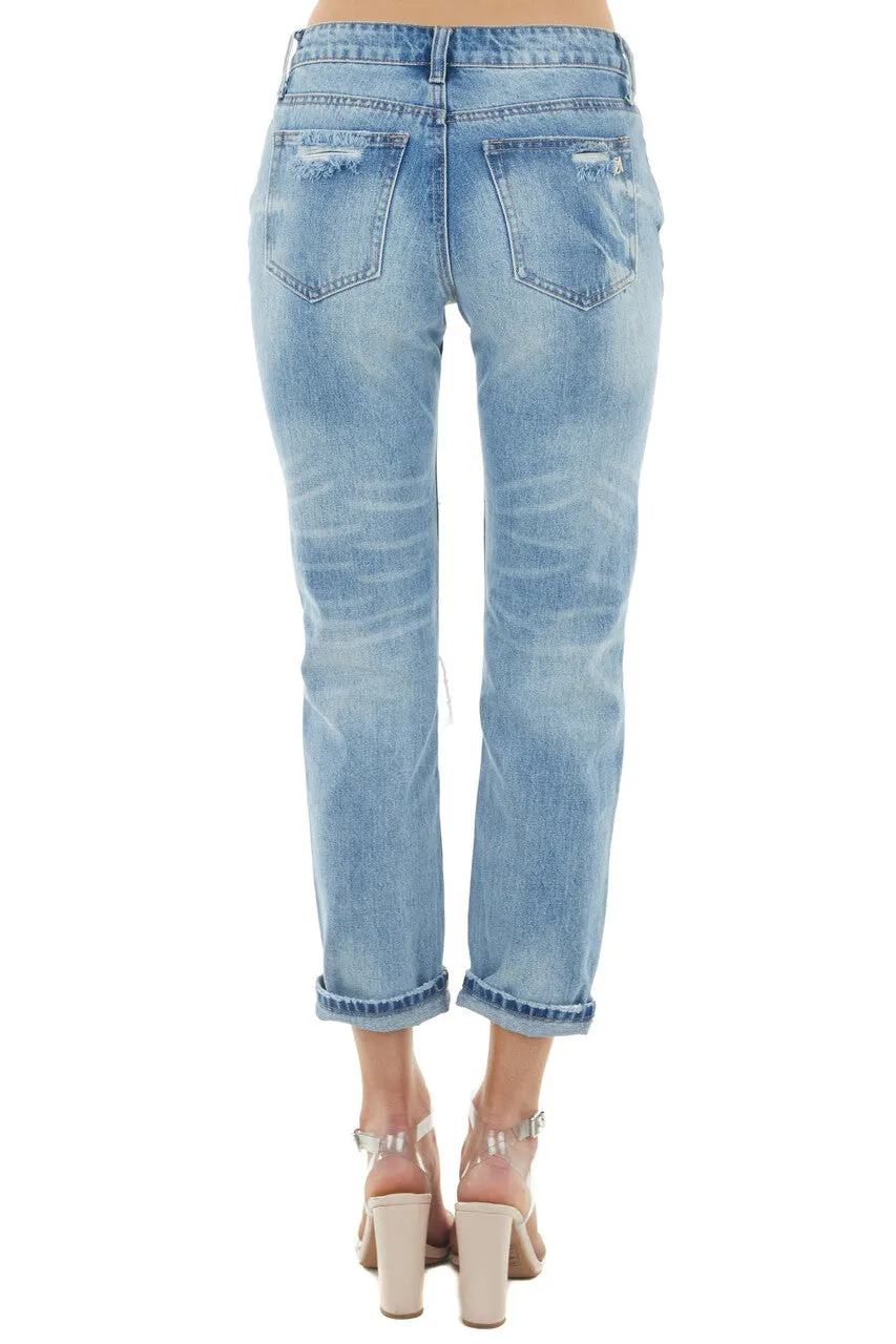 Special A Light Wash Mid Rise Distressed Cuffed Jeans sold by Lime Lush product image thumbnail 3