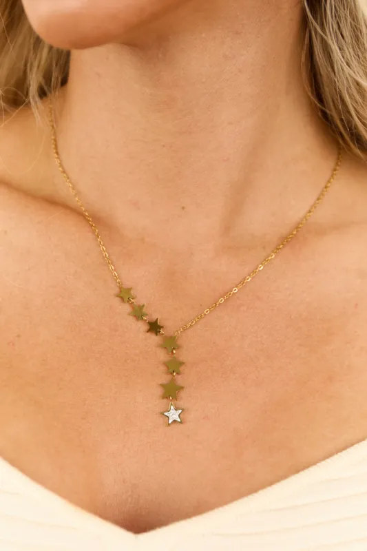 Gold Chain Star Charm Rhinestone Necklace sold by Lime Lush