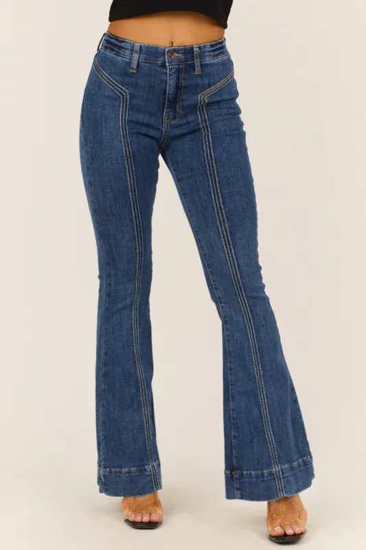 Special A Dark Wash High Rise Flare Jeans sold by Lime Lush