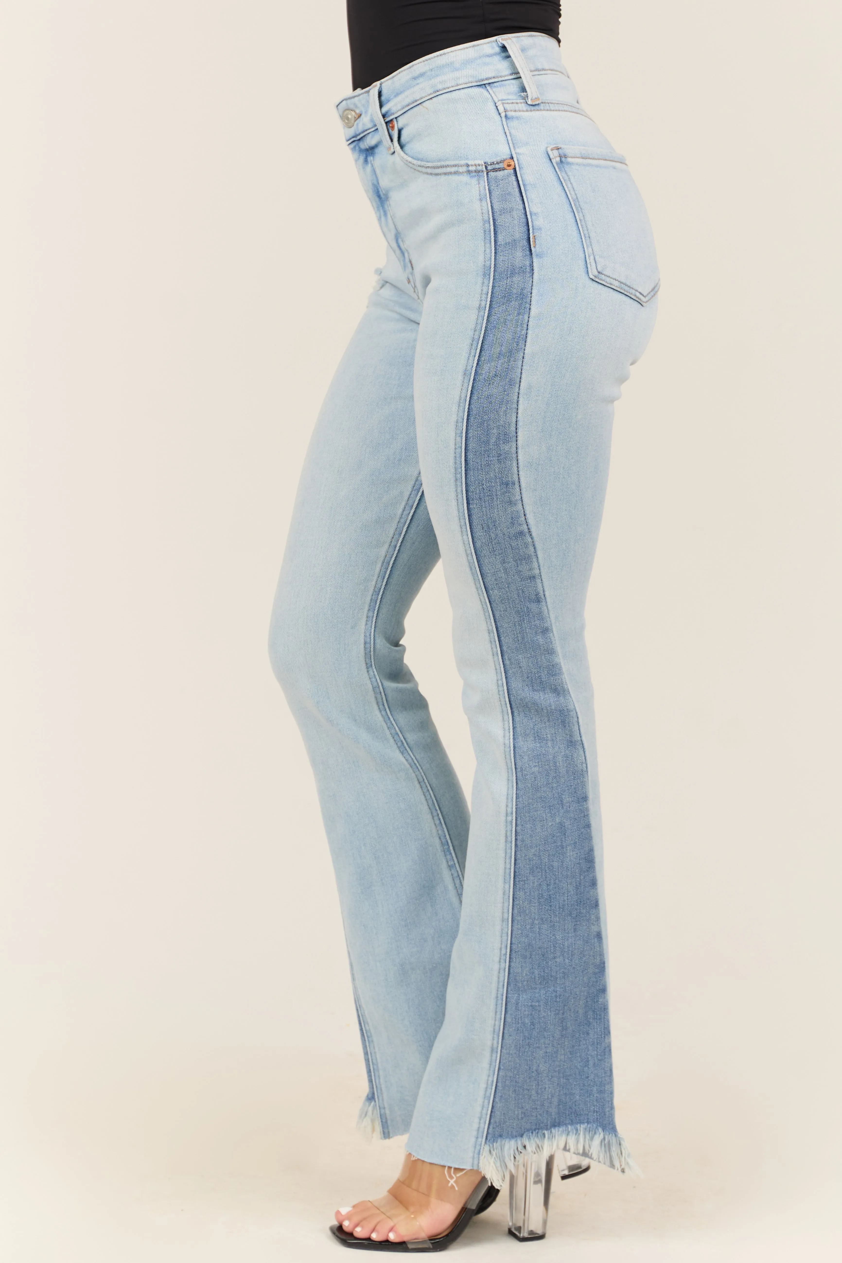 Artemis Light Wash High Rise Side Panel Bootcut Jeans sold by Lime Lush