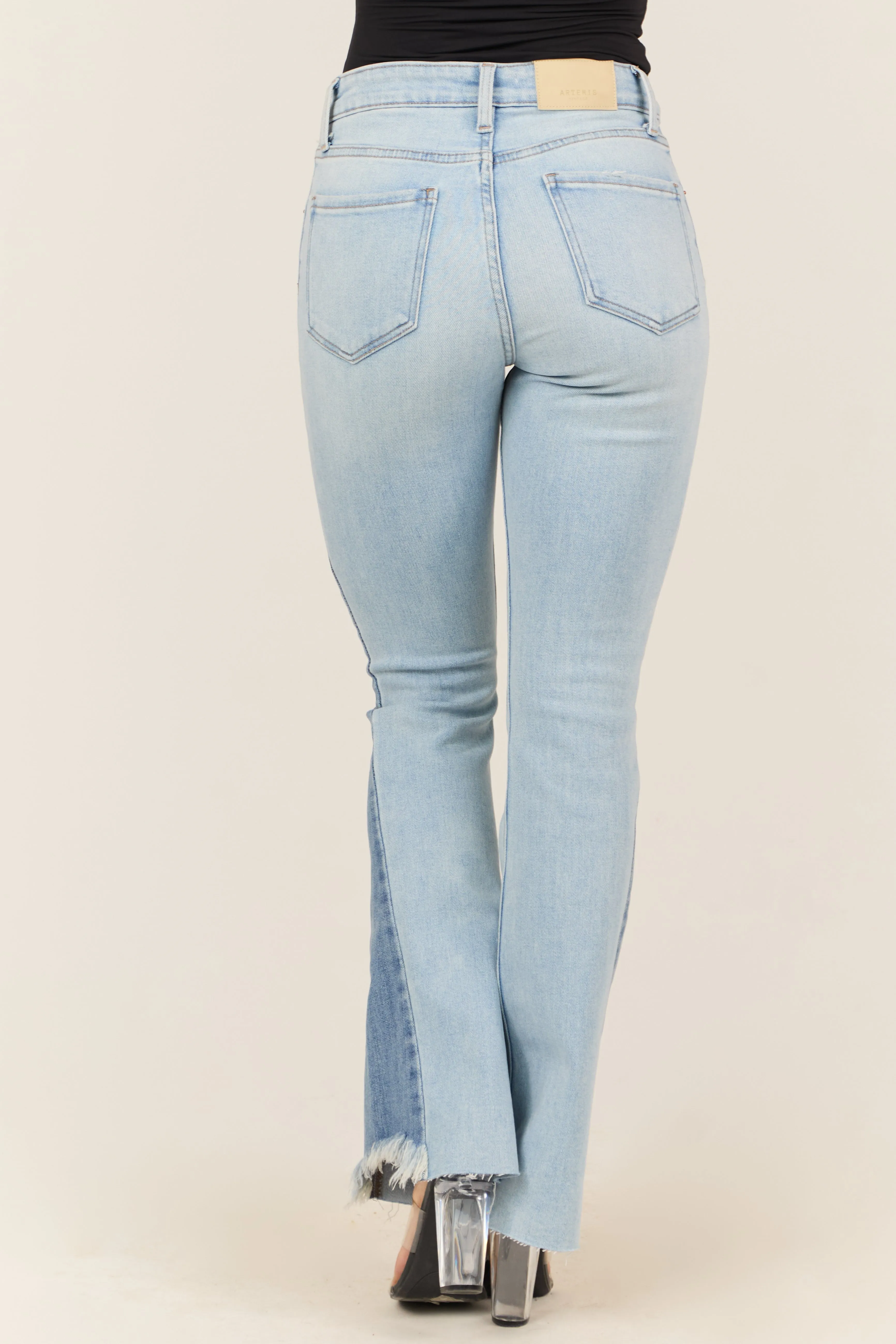 Artemis Light Wash High Rise Side Panel Bootcut Jeans sold by Lime Lush product image thumbnail 4