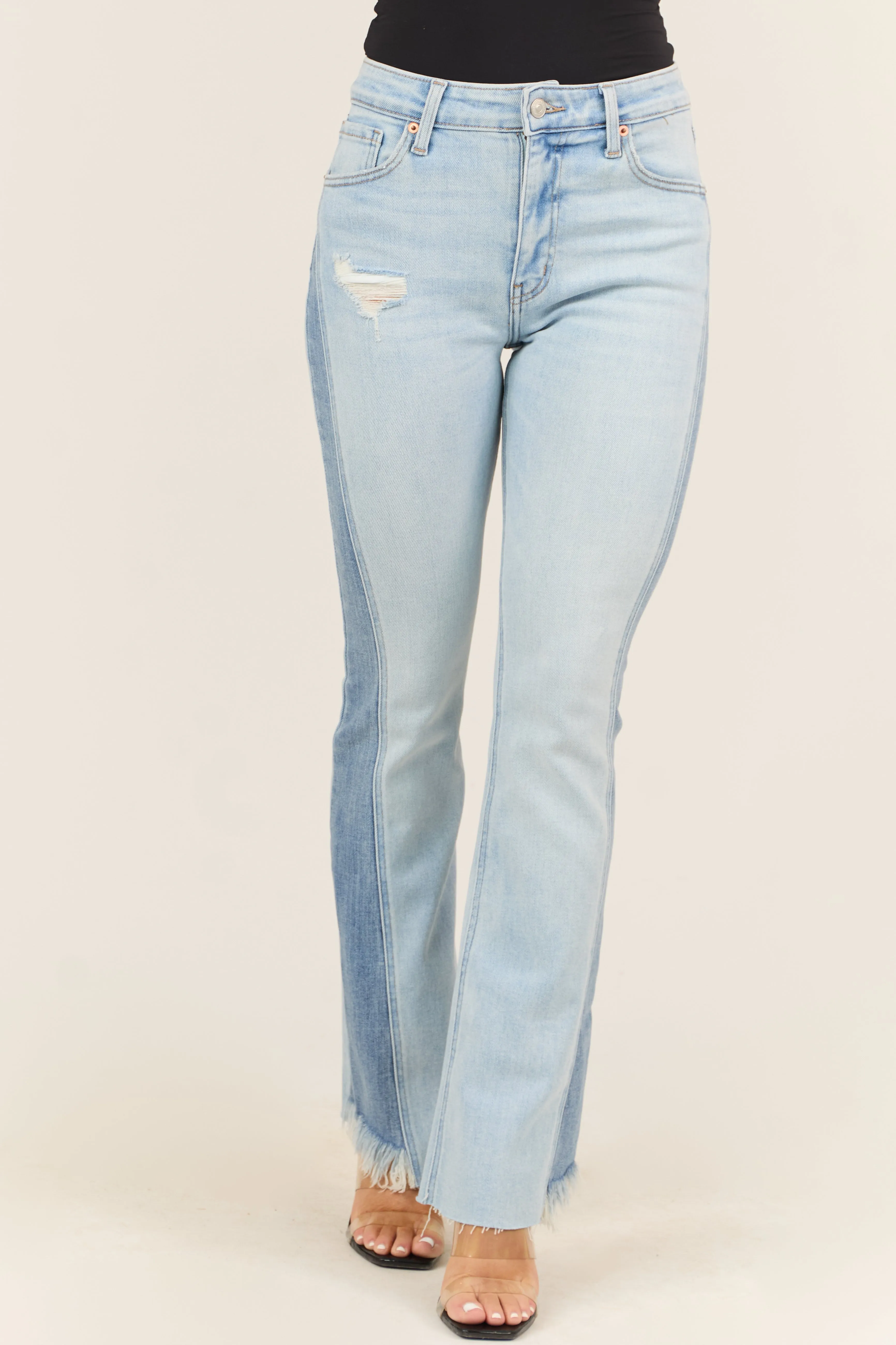 Artemis Light Wash High Rise Side Panel Bootcut Jeans sold by Lime Lush product image thumbnail 3