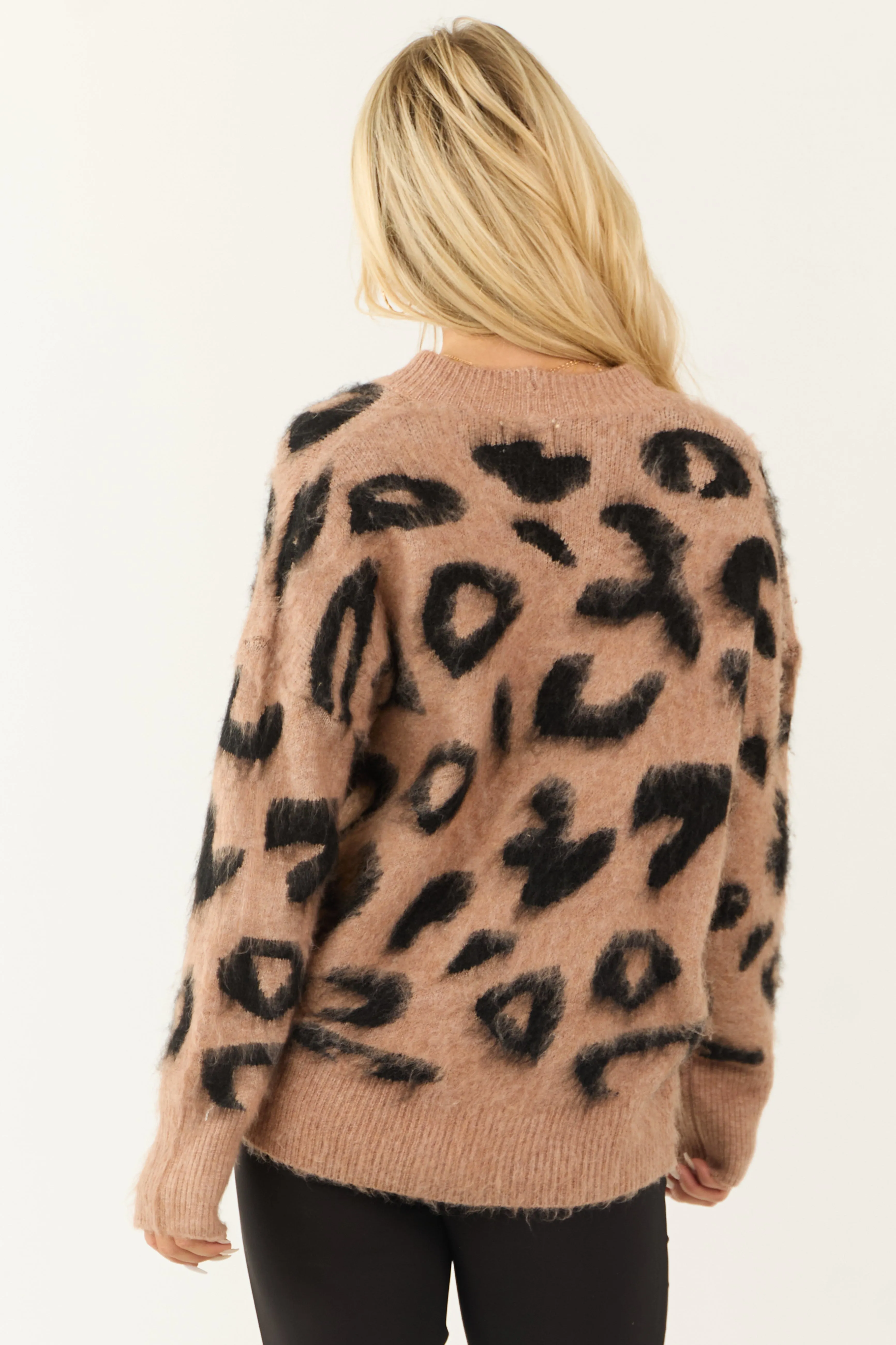 Light Cognac Leopard Print Button Up Cardigan sold by Lime Lush product image thumbnail 5