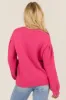 Hot Pink Long Sleeve Pointelle Knit Crew Neck Sweater sold by Lime Lush