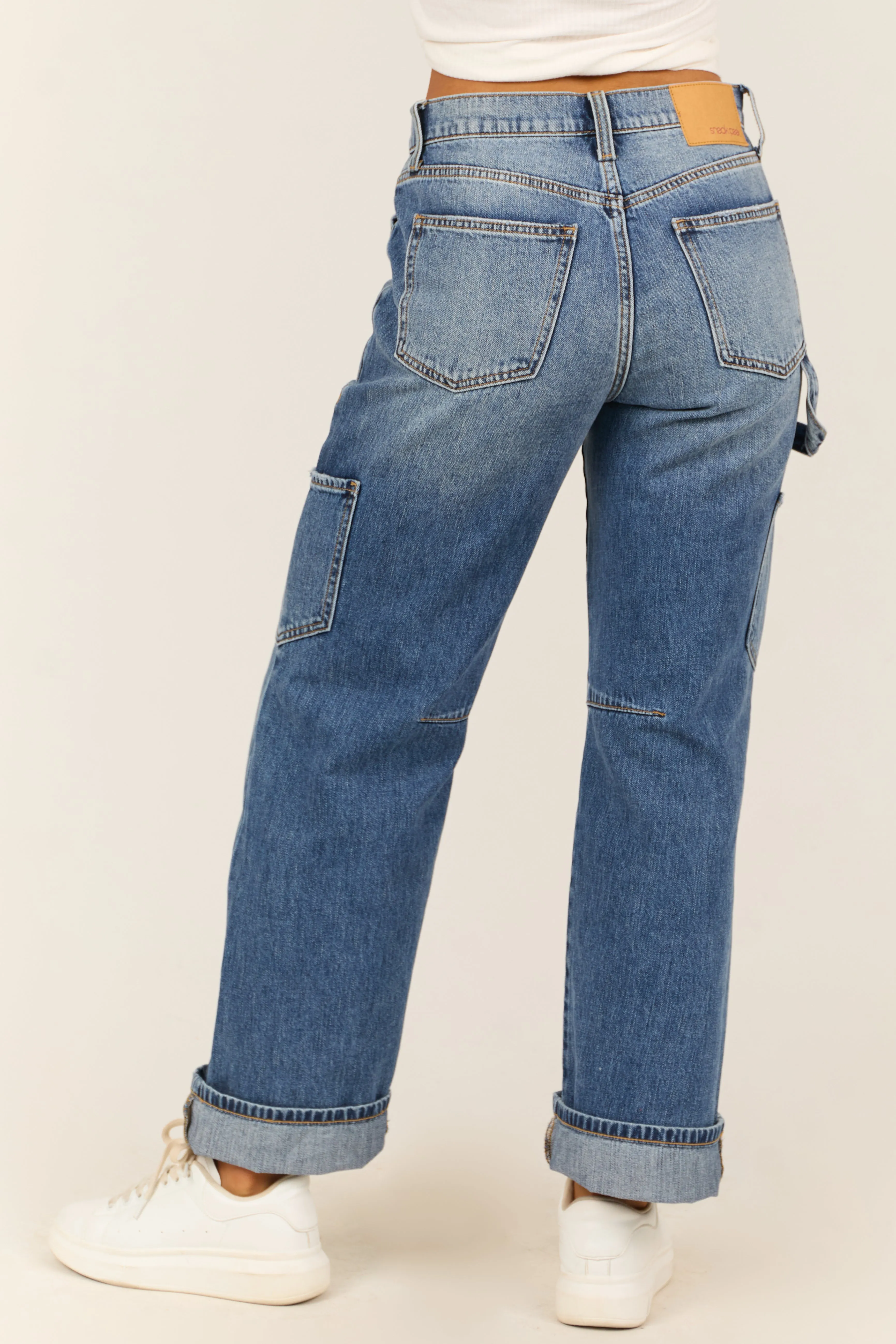 Sneak Peek Medium Wash Utility Straight Jeans sold by Lime Lush product image thumbnail 4