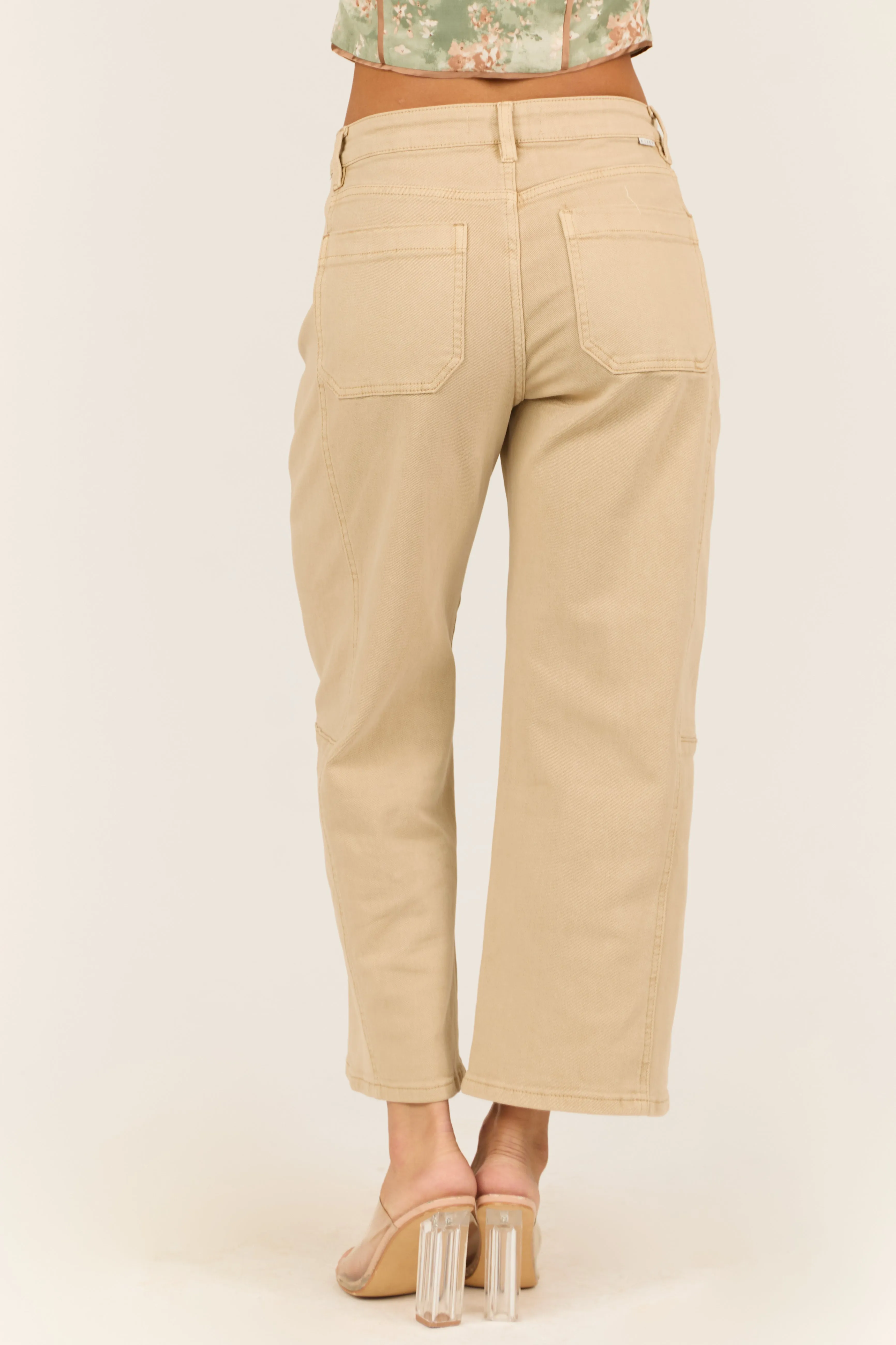 Risen Sand Wide Leg High Rise Cropped Jeans sold by Lime Lush product image thumbnail 4