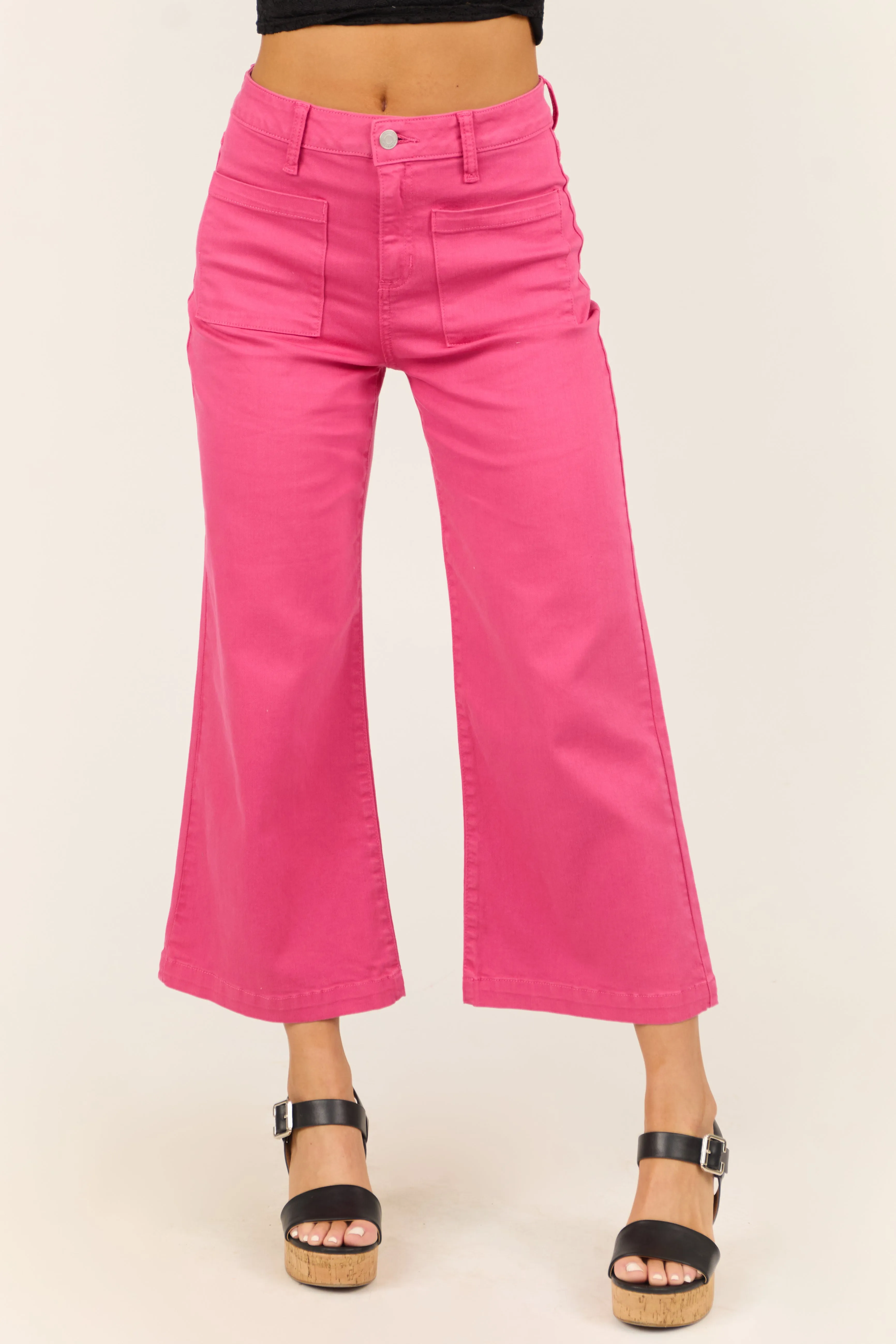 Sneak Peek Dark Bubblegum Wide Leg Jeans sold by Lime Lush