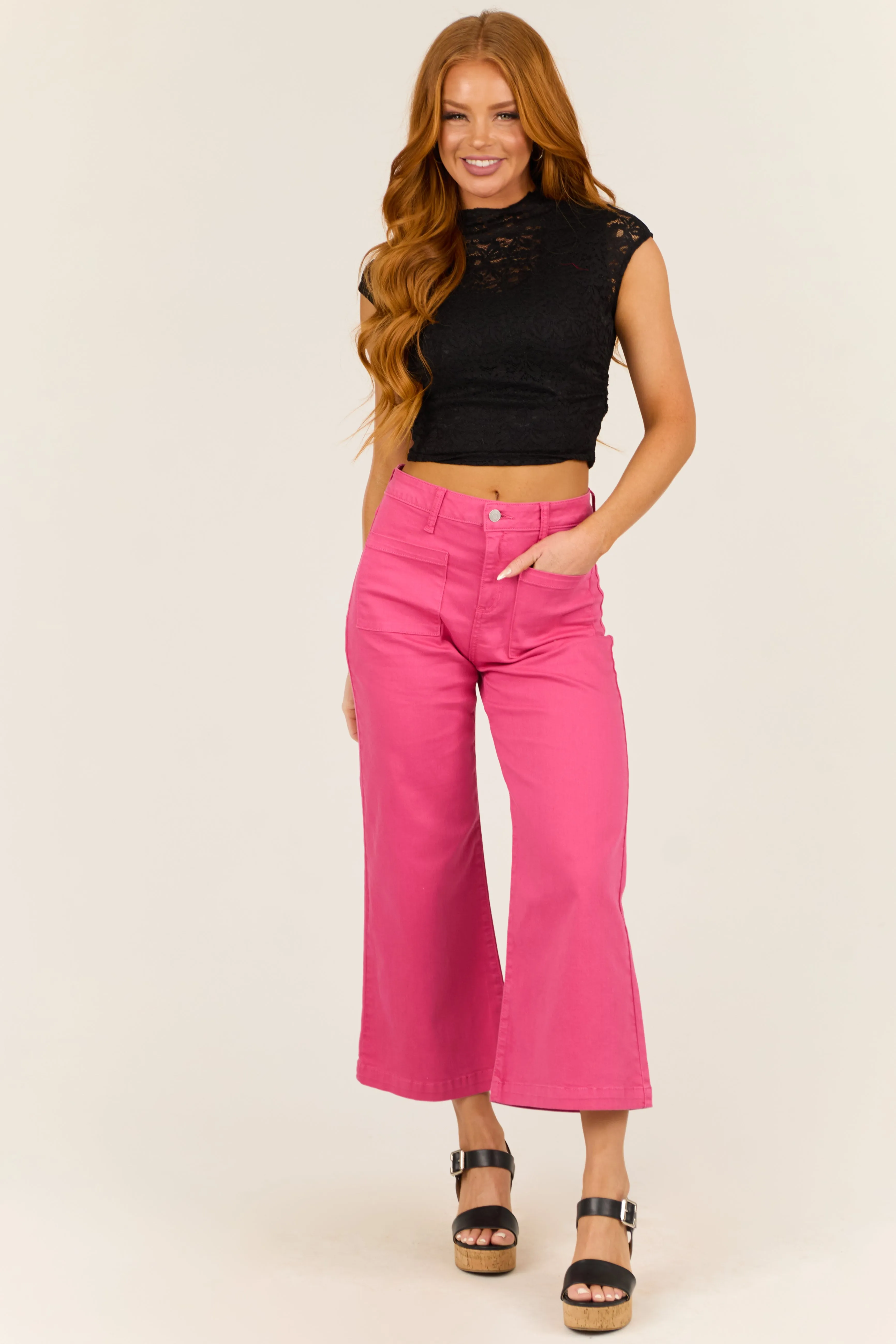 Sneak Peek Dark Bubblegum Wide Leg Jeans sold by Lime Lush product image thumbnail 5