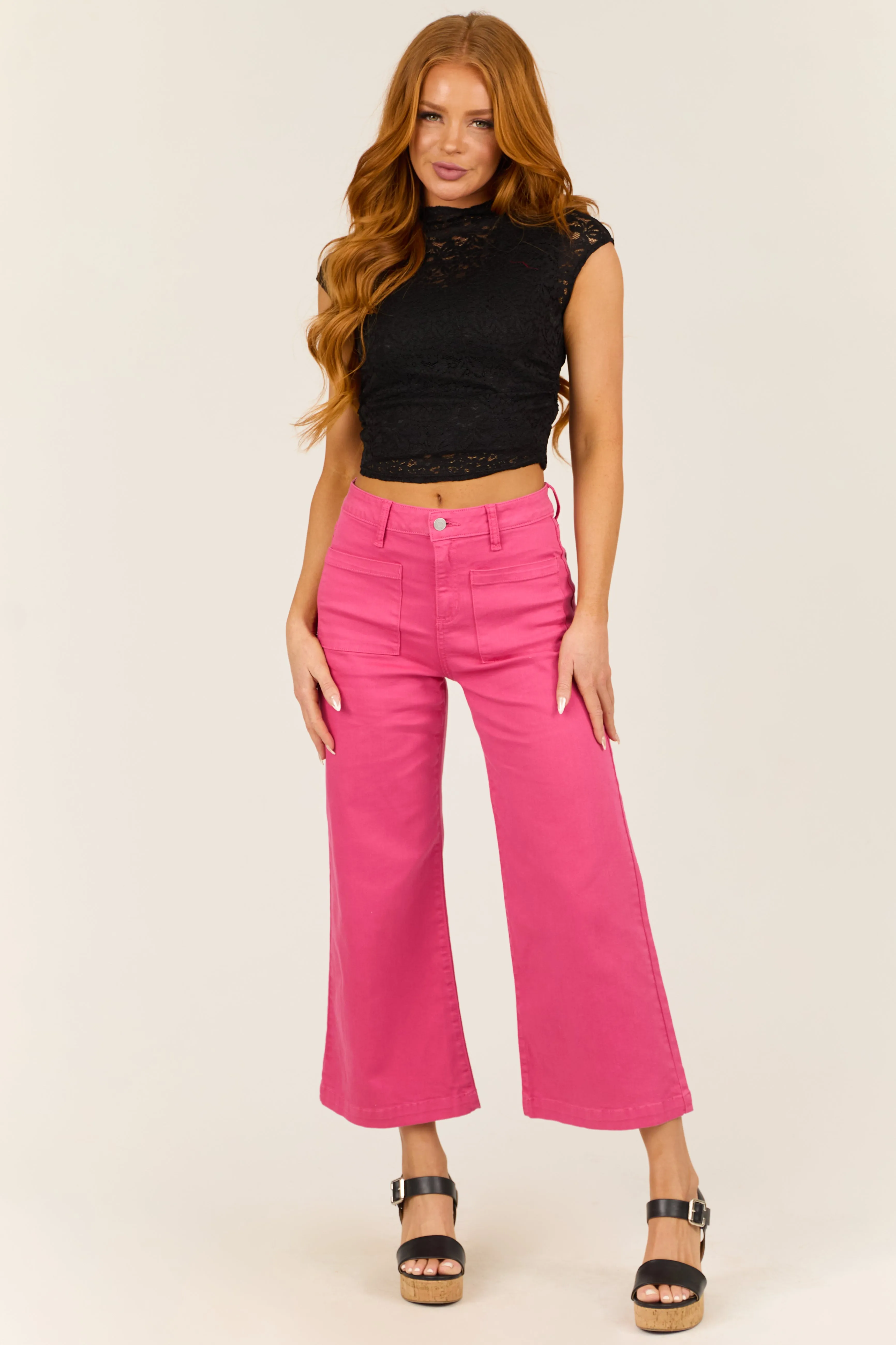 Sneak Peek Dark Bubblegum Wide Leg Jeans sold by Lime Lush product image thumbnail 2