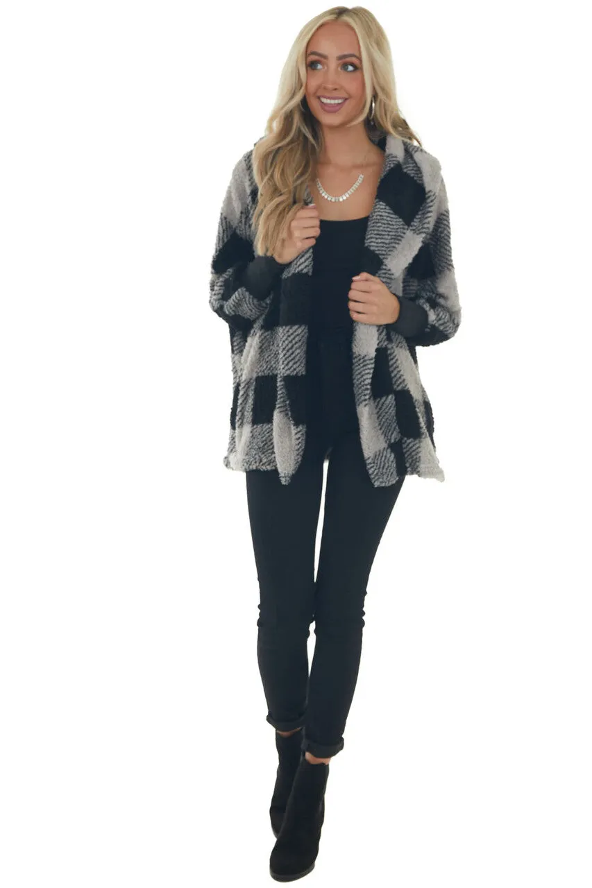 Heather Grey Plaid Hooded Open Front Cardigan sold by Lime Lush product image thumbnail 3